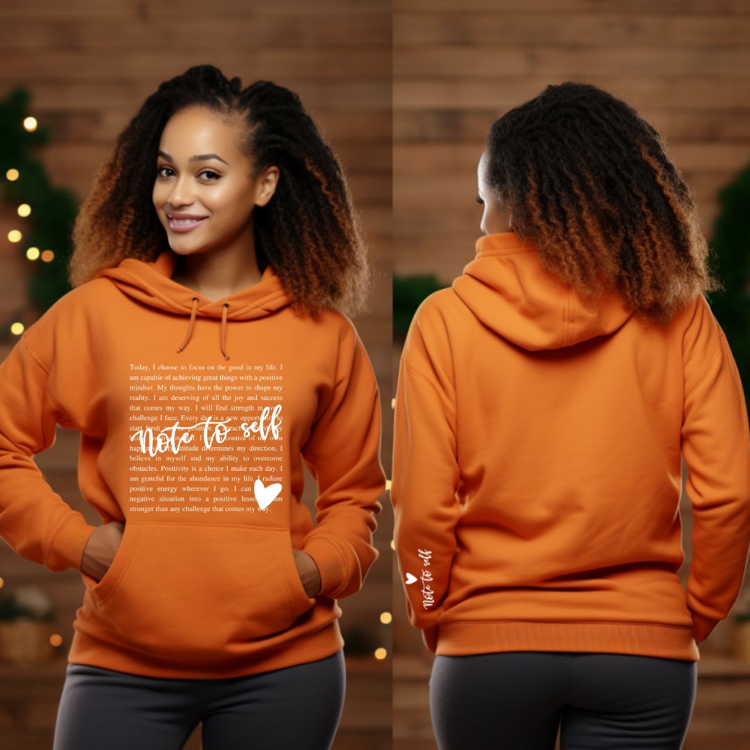 Note To Self Affirmation Hoodie, Words of Affirmation Drawstring Hoodie Sweater