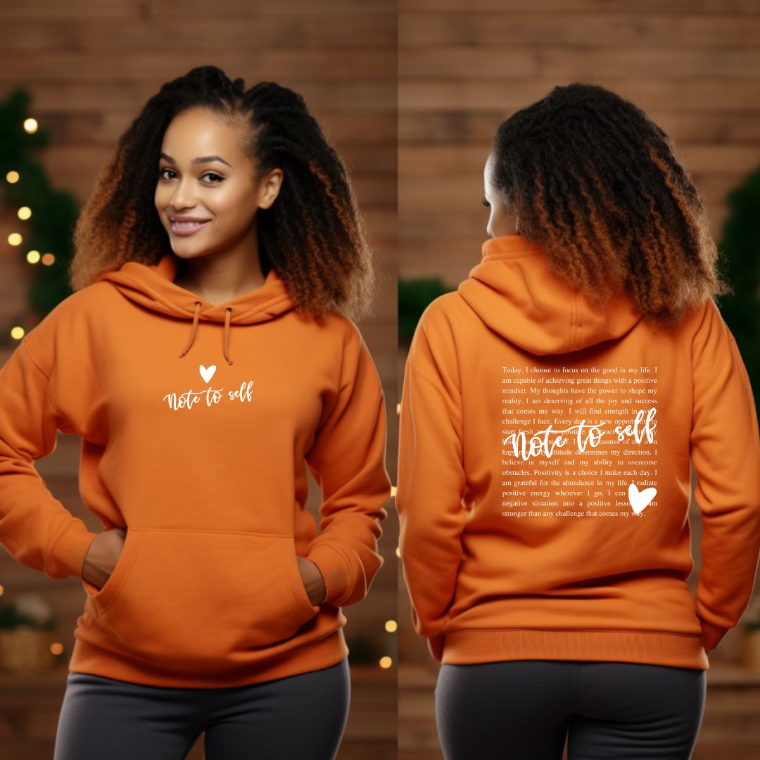 Note To Self Affirmation Hoodie, Words of Affirmation Drawstring Hoodie Sweater