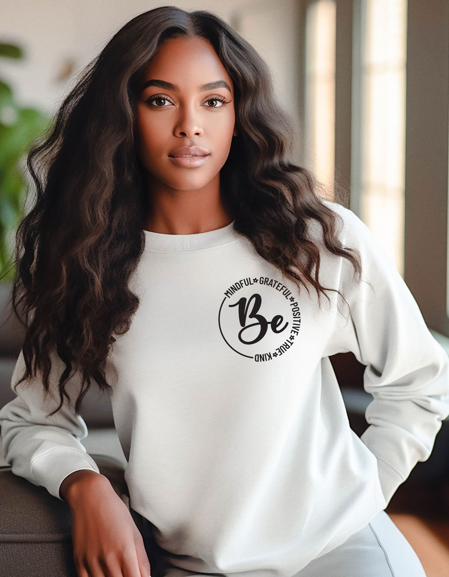 Be Grateful Mindful True Crewneck Sweater, Be Positive Affirmation Shirt, Crewneck Bee Kind Shirt