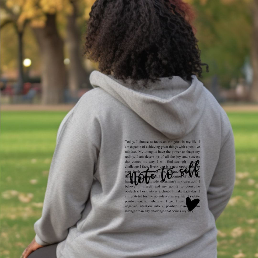Note To Self Affirmation Hoodie, Words of Affirmation Drawstring Hoodie Sweater
