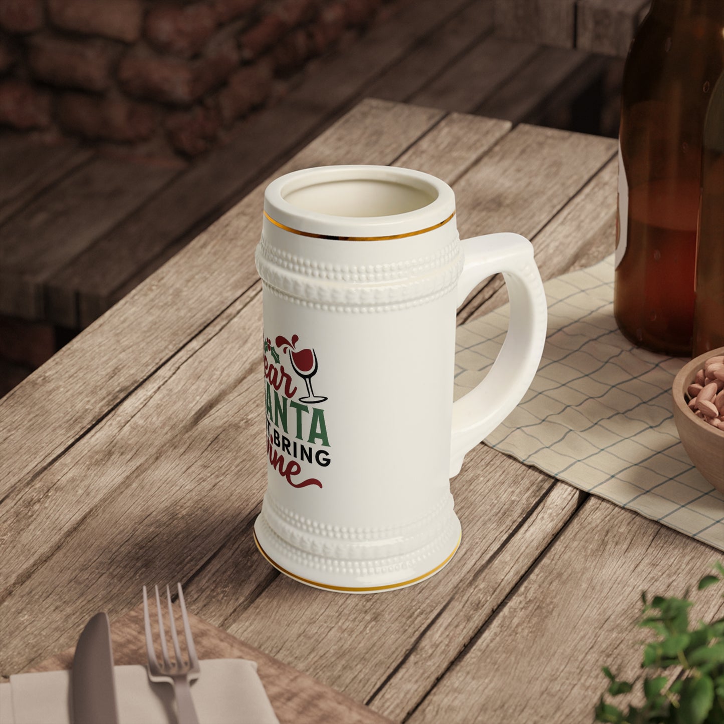 Beer Stein Mug Dear Santa Just Bring Wine - Prominent StylS of Sorts- PSS!