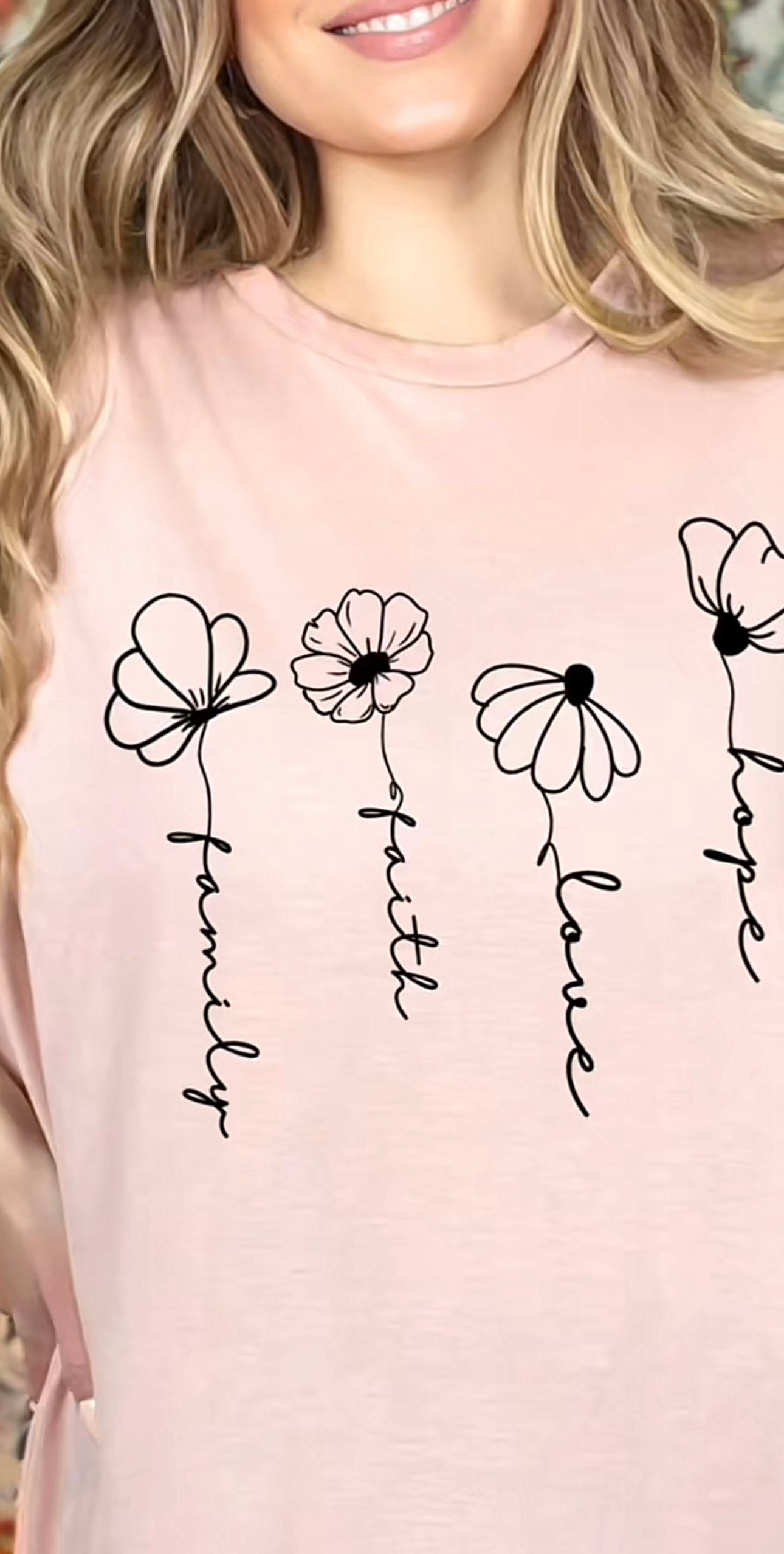 Family Faith Love Hope Floral Tee - Keep Prominent Boutique