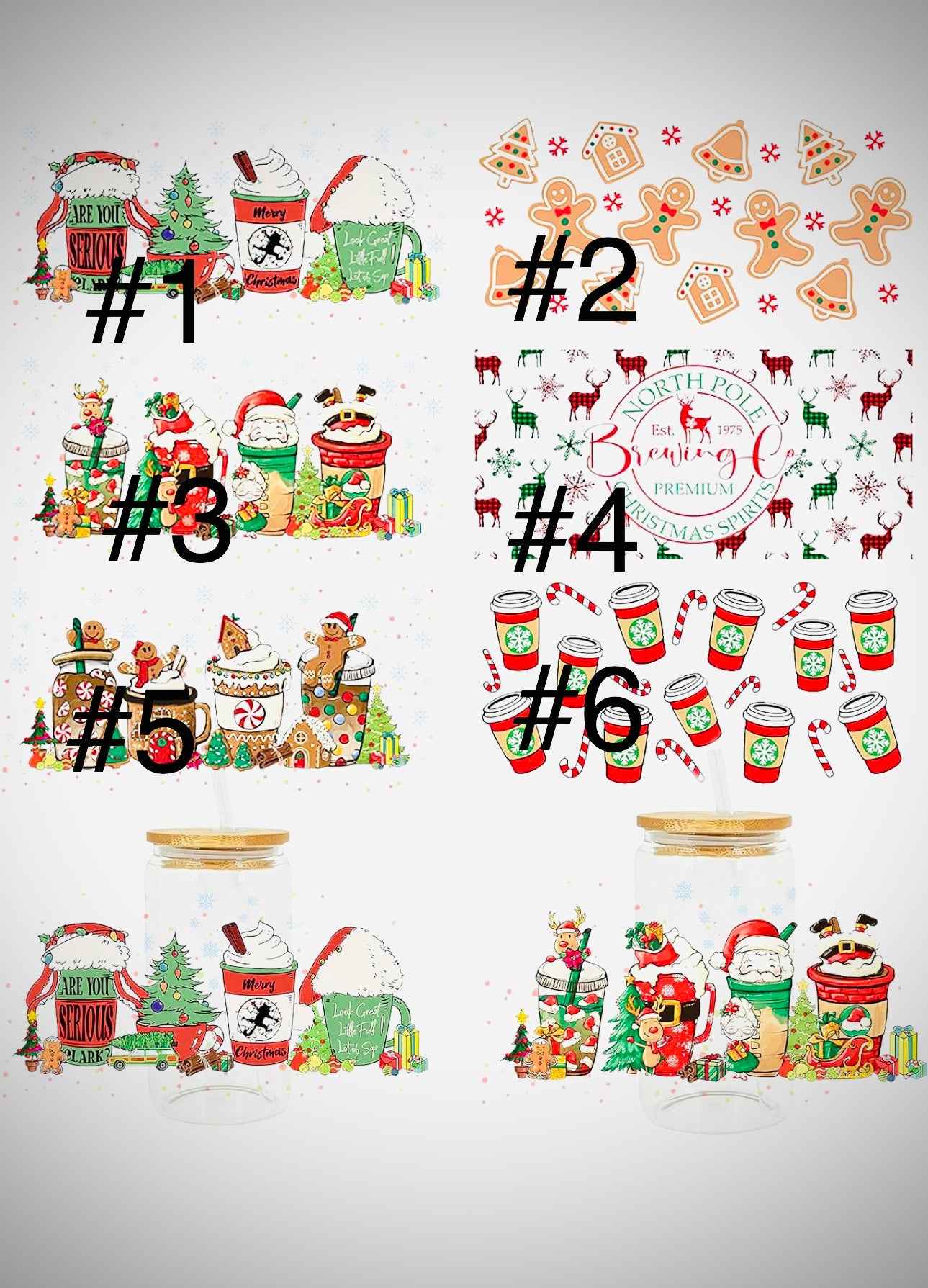 16 oz Glass Can Holiday Cups - Prominent Styles of Sorts- PSS!