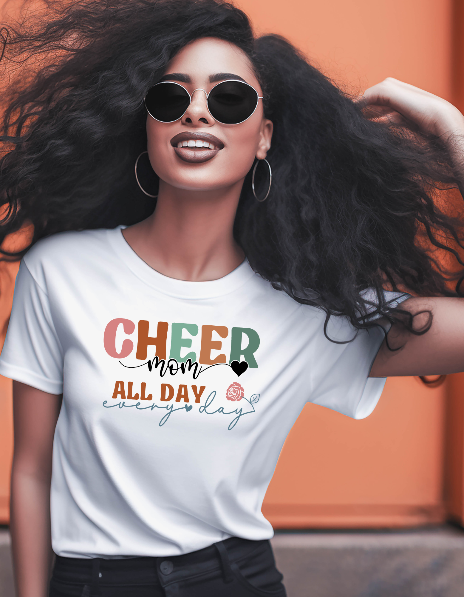 Cheer Mom Boho Style T-shirt, Cheer Mom All Day Short Sleeve Tee