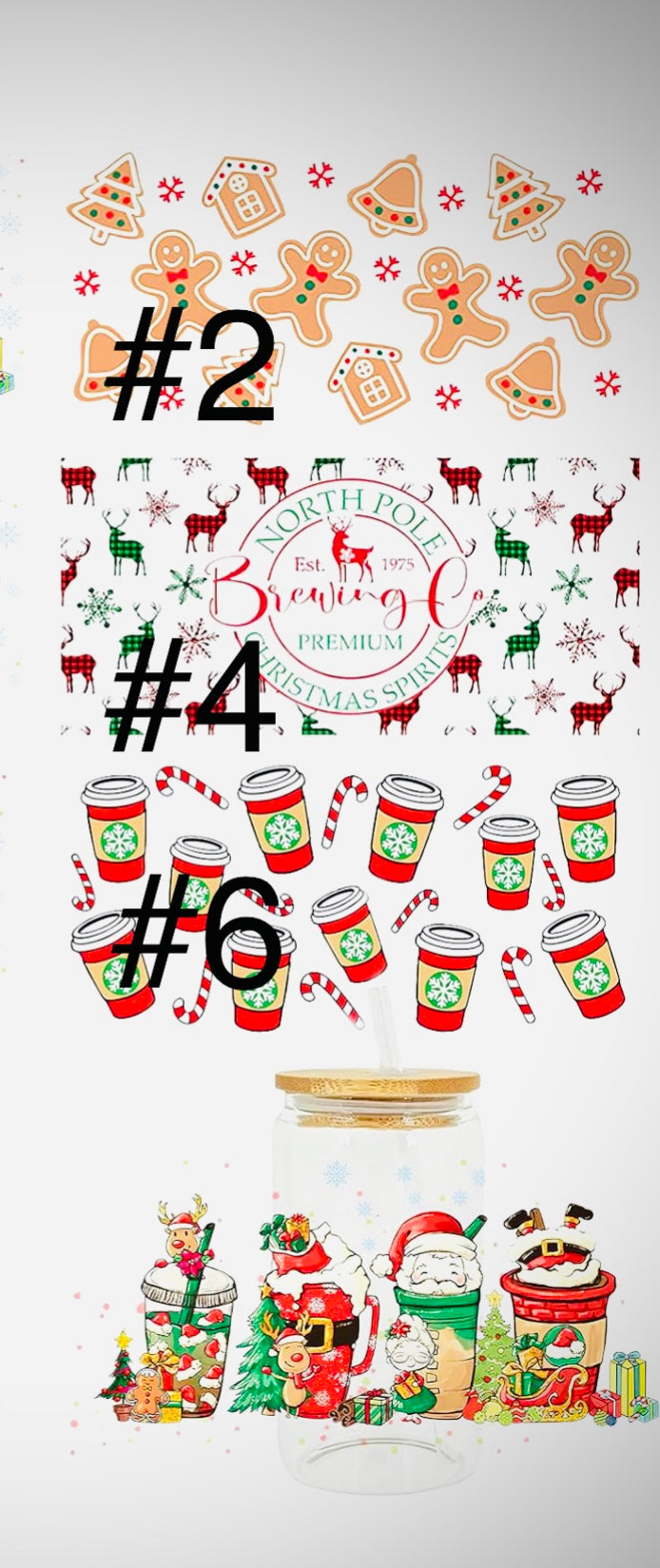 16 oz Glass Can Holiday Cups - Prominent Styles of Sorts- PSS!