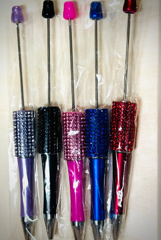 Beadable Rhinestone Pens, Silicon Plastic Pen, Retractable Bling