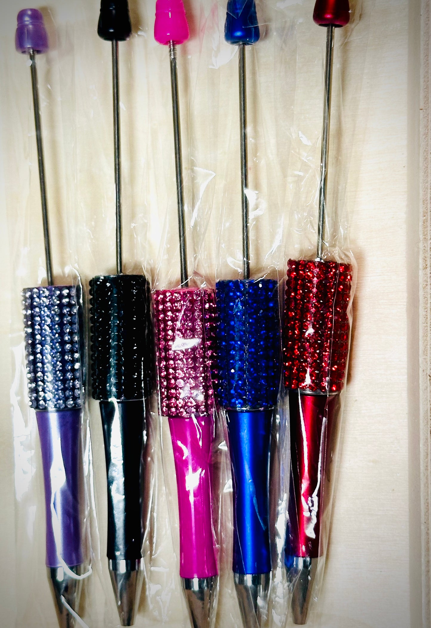 Beadable Rhinestone Pens, Silicon Plastic Pen, Retractable Bling