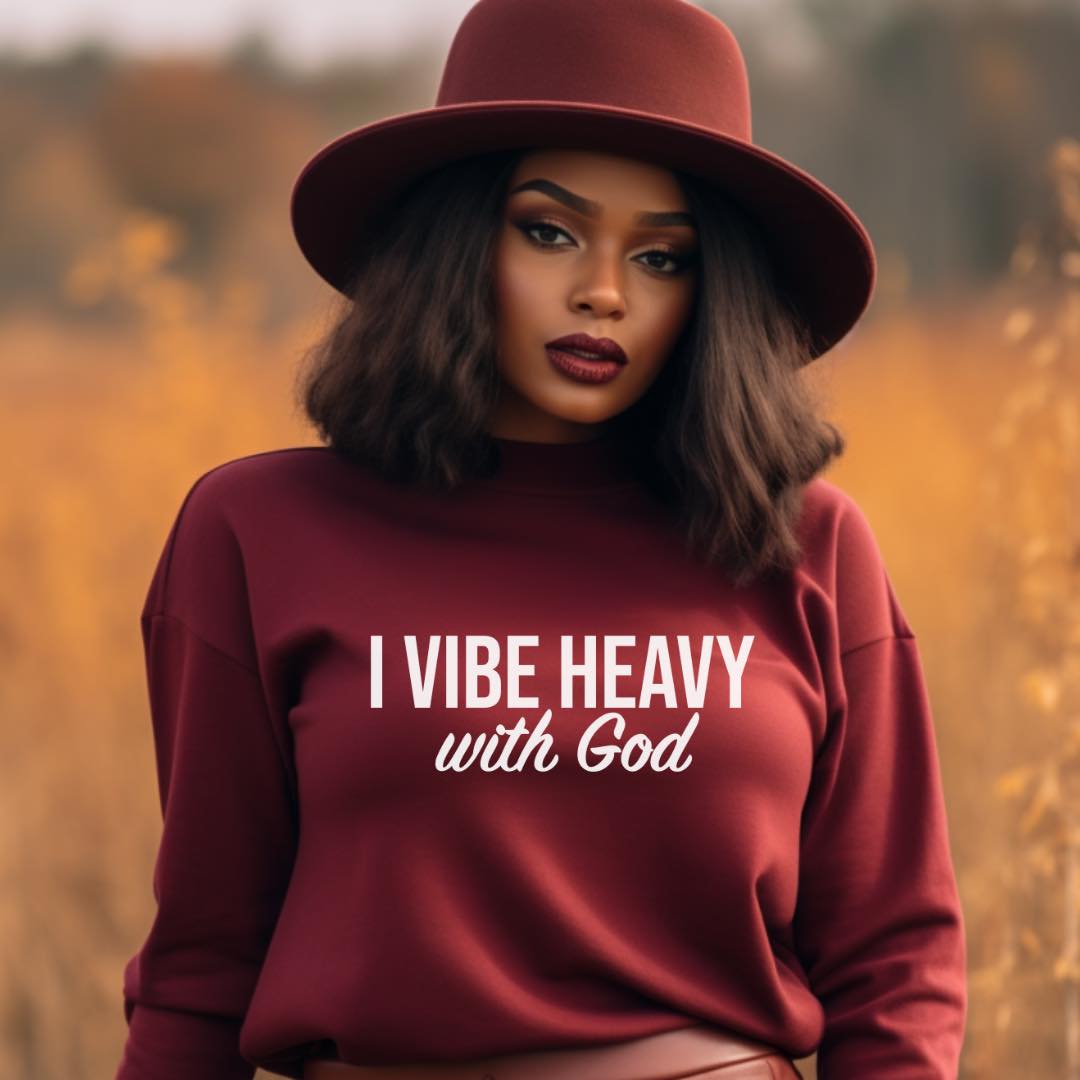 I Vibe Heavy With God Unisex Sweater, Bible Verse Crewneck Sweatshirt