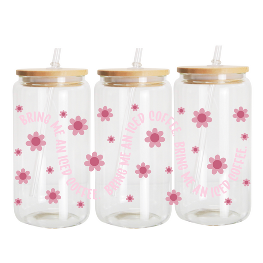16oz Libby Glass, Ice Coffee Wrap Design, Coffee Can Cup