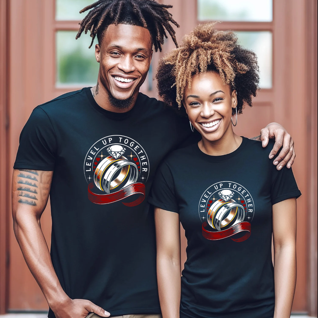 Level Up Together Couples T-shirt, Matching Couples Shirts, Marriage Conference, Wedding Apparel