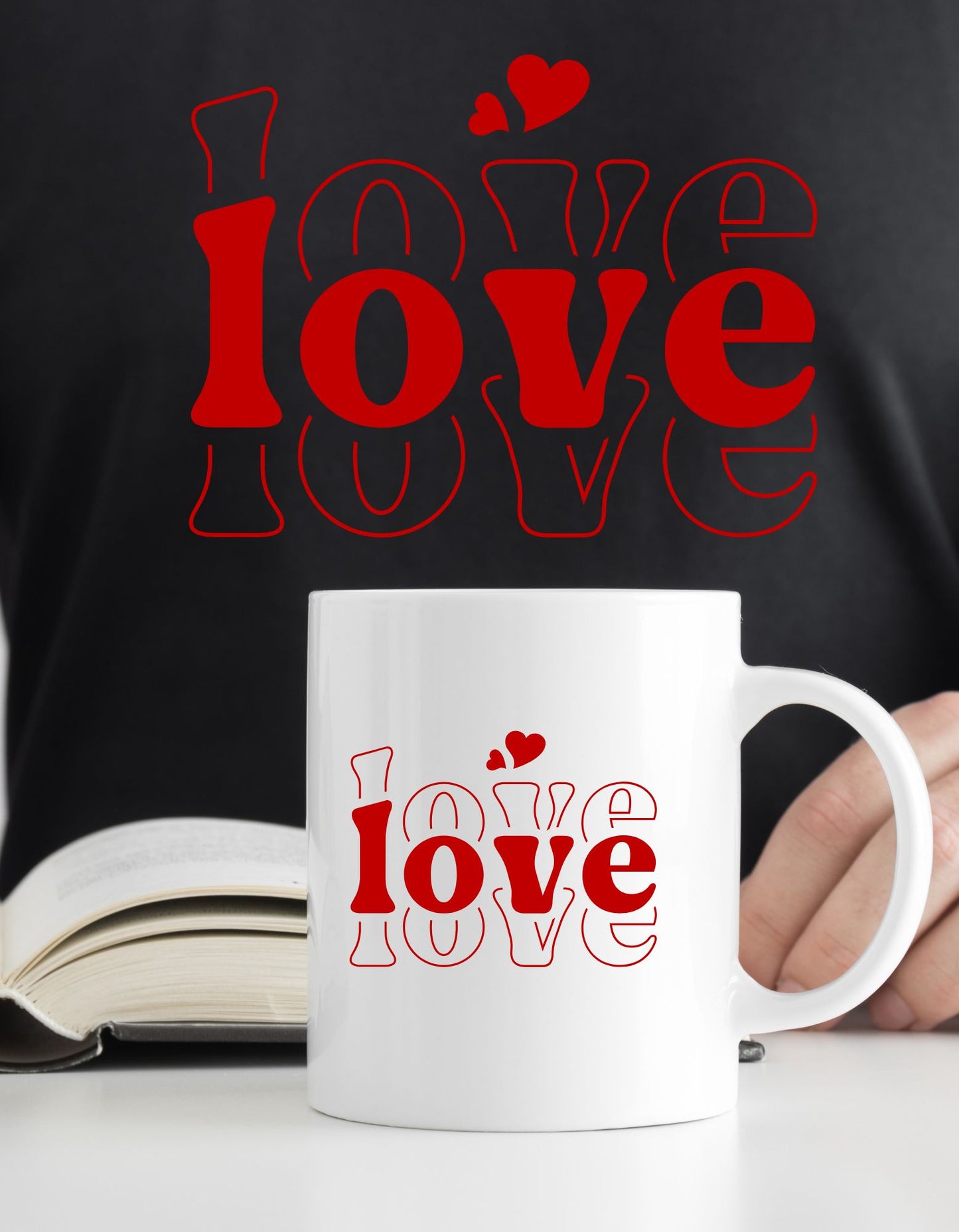 Love Love Love Coffee Mug, Valentines Day Kitchen & Dining