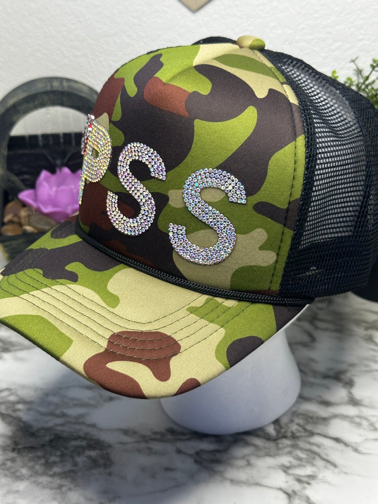 PSS Brand Hat, Camouflage Truckers Cap, Camo Breathable Unisex Fit Head Gear