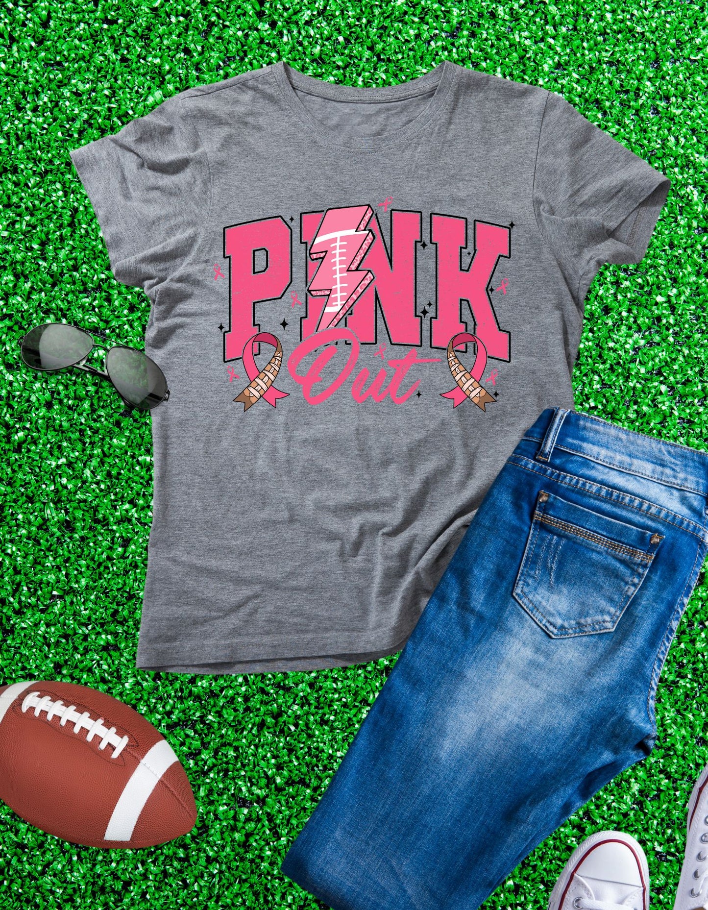 In October We Wear Pink Tee, Pink-Out October Football T-shirt, Breast Cancer Awareness Shirts
