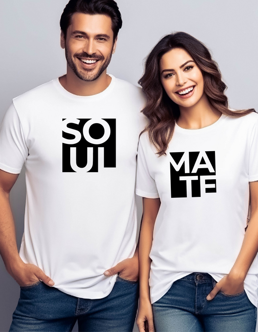 Soul Mate White Unisex Short-sleeve T-shirt,  Matching Couples Shirts