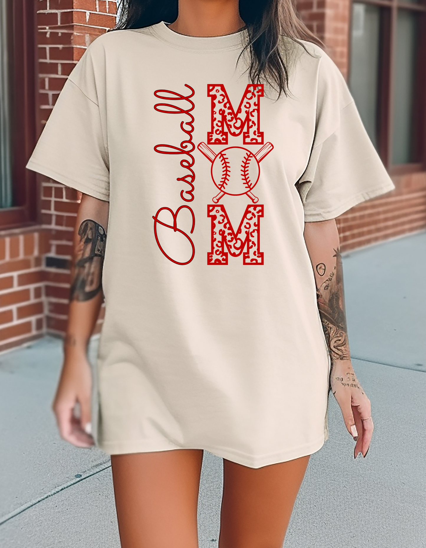 Baseball Mom Leopard Print Short-sleeve T-shirt, Unisex Mom Baseball Sports Tee