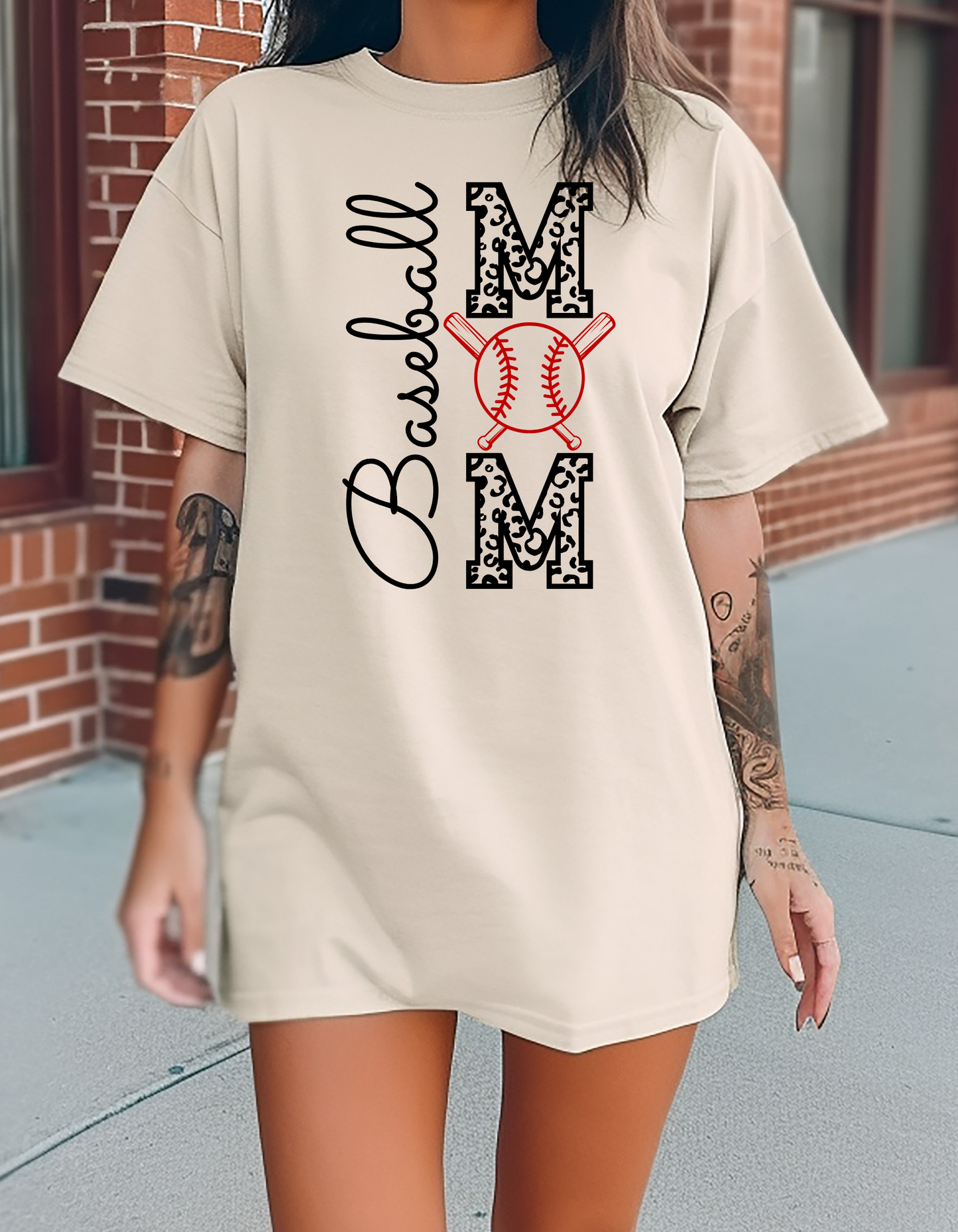 Baseball Mom Leopard Print Short-sleeve T-shirt, Unisex Mom Baseball Sports Tee