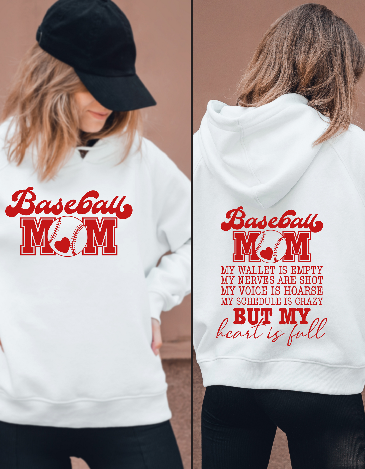 Baseball Mom Hoodie, My Wallet is Empty, Life of Baseball Mom