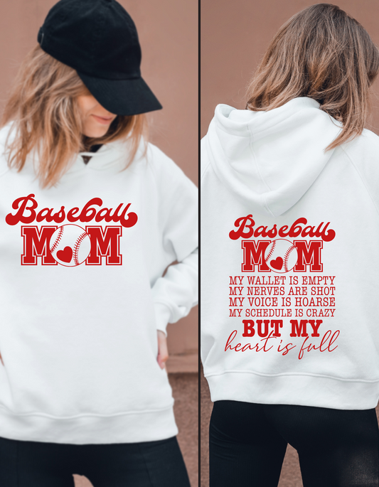 Baseball Mom Hoodie, My Wallet is Empty, Life of Baseball Mom