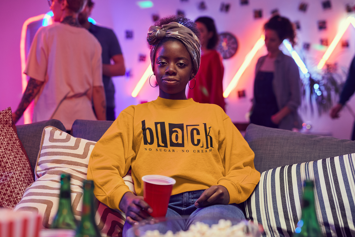 Black No Sugar No Cream Women Crewneck Sweater, Black Culture, Black History Sweatshirt