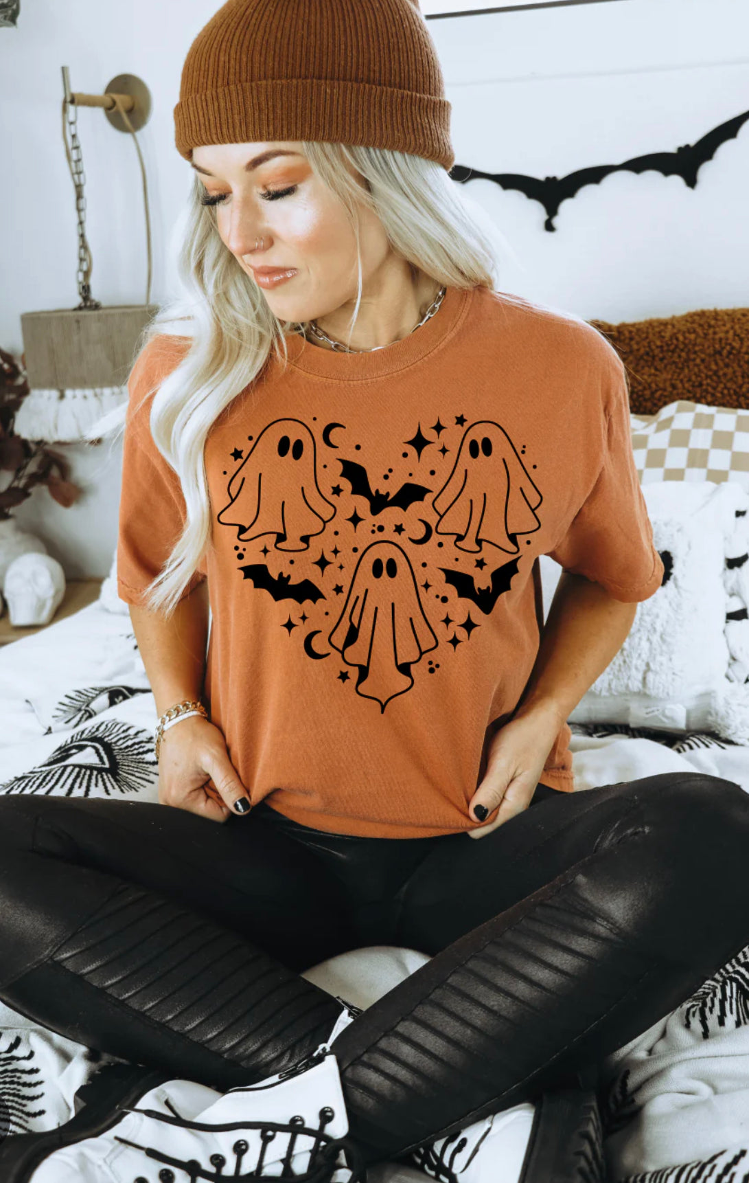 Spooky Ghost Heart-Shaped Unisex T-shirt