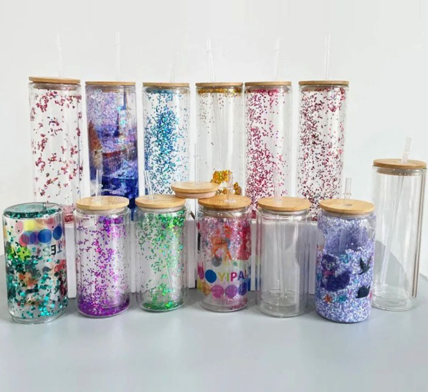 Glitter Globe Glass Tumbler, 16 oz -20 oz