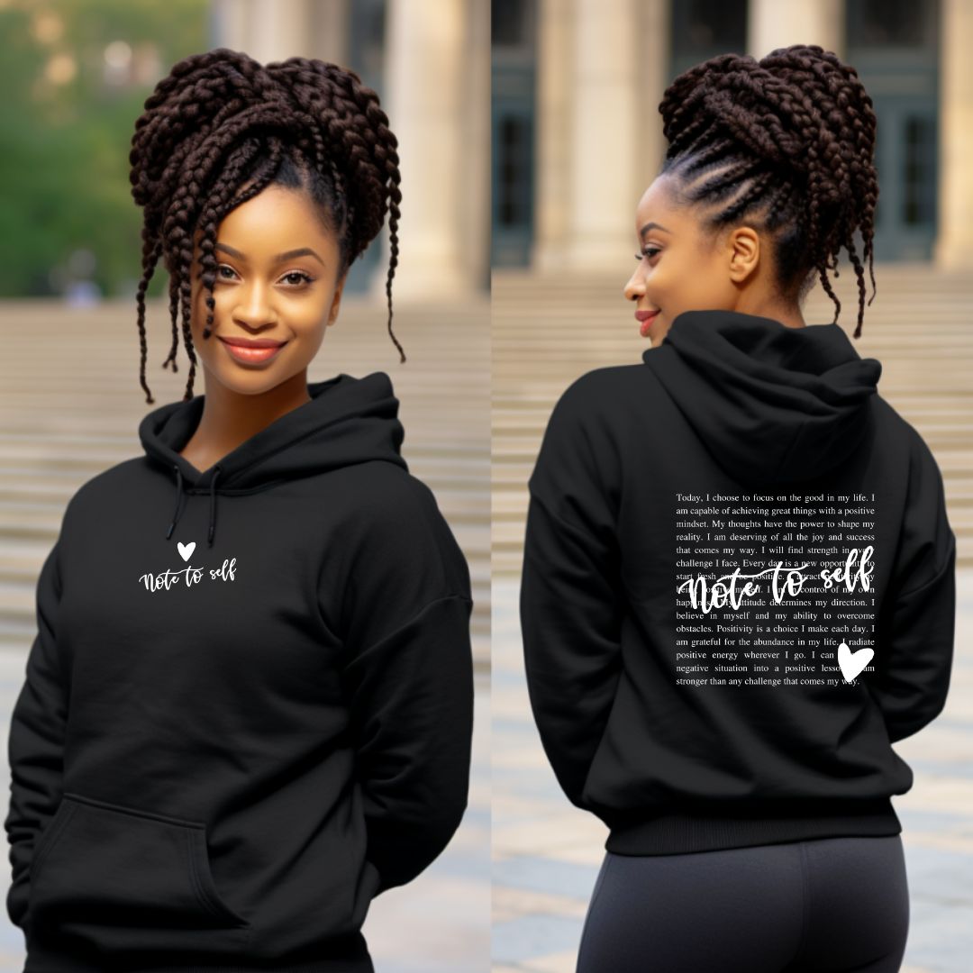 Note To Self Affirmation Hoodie, Words of Affirmation Drawstring Hoodie Sweater