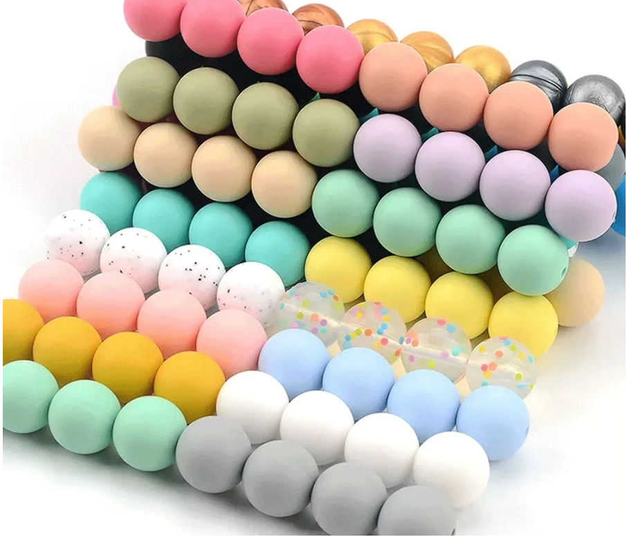 Keychain Wristlets, Silicone Beaded Charms, Flower Keychains