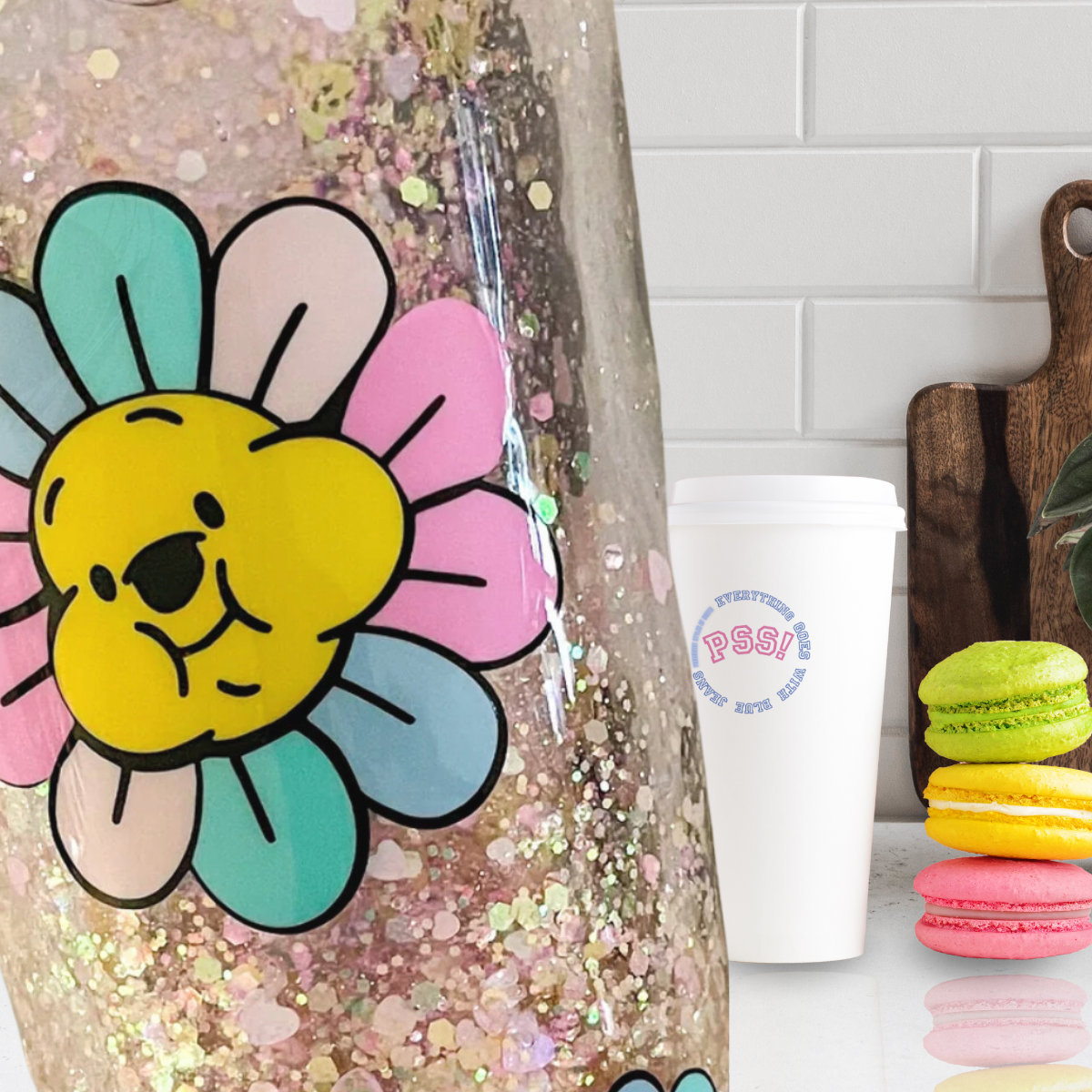 24oz Tumbler with Decal, Double Wall Acrylic Snow Globe Cup