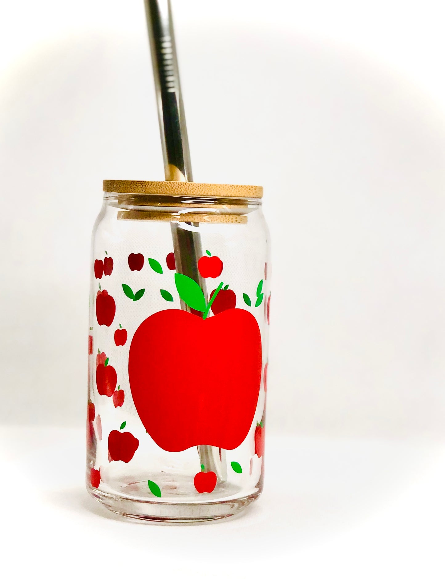 16oz Glass Can Wrap, Red Candy Apples