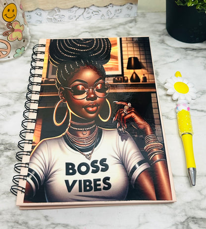 Boss Vibes Notebook, Melanin Dated Planner, Girl Boss Journal