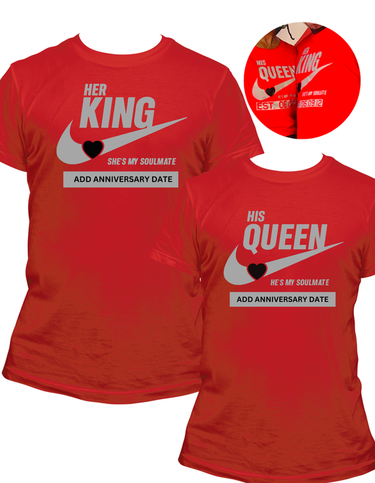 Her King His Queen Checkmate Unisex Couples Tees, Marriage T-shirts, Marriage Ministry Graphic Short Sleeve Shirts