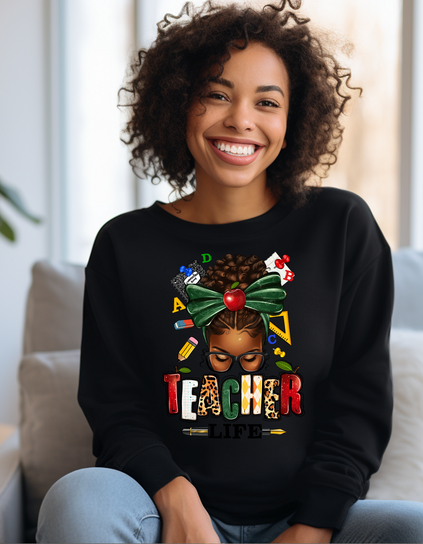 Teacher Life Women Sweater, Melanin Life of A Teacher Sweatershirt, Teacher Appreciation Graphic Shirt