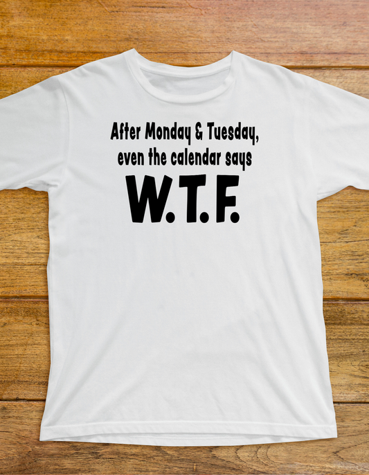 WTF T-shirt, Unisex After Monday and Tuesday WTF Shirt, WTF Humor Apparel