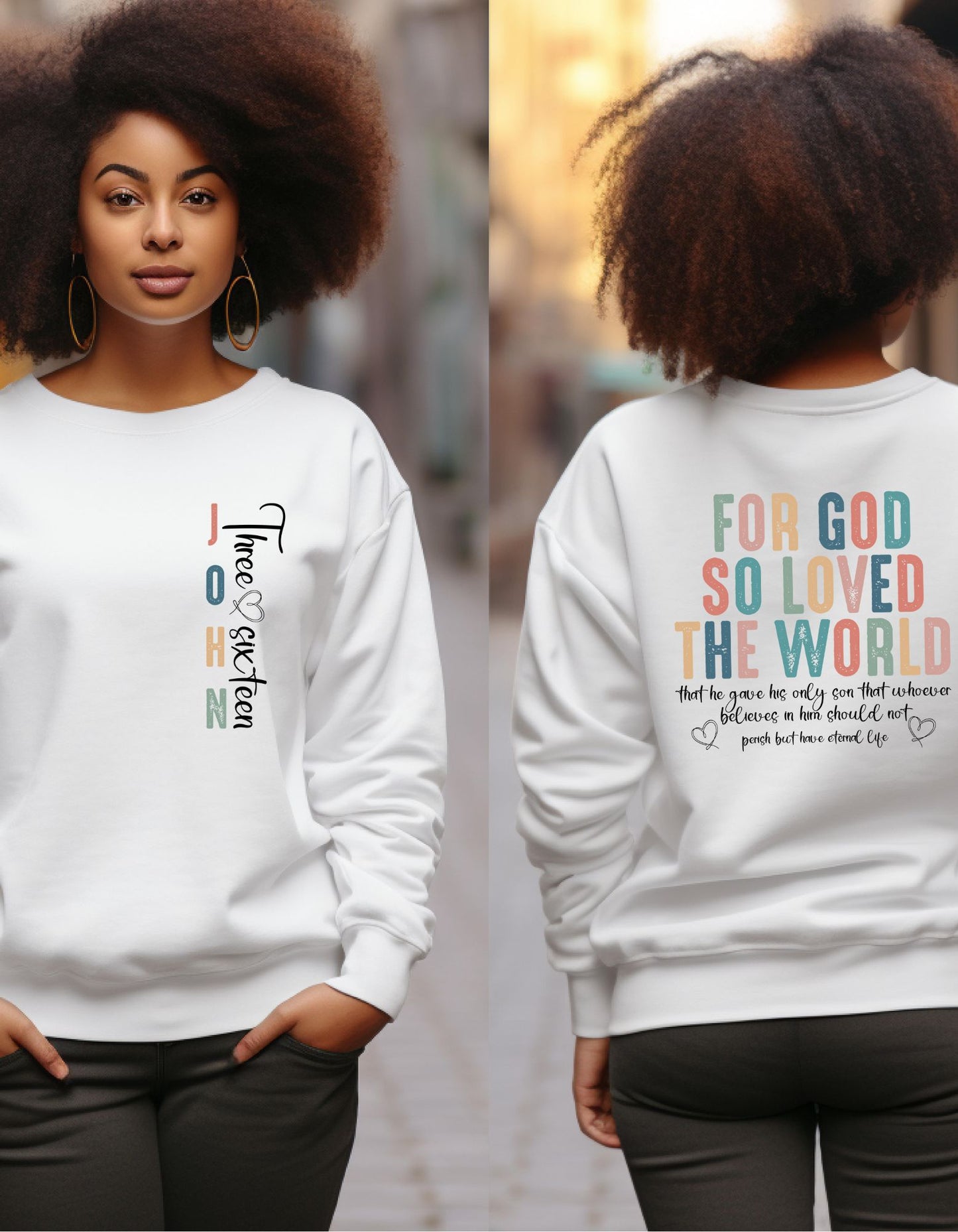 John 3:16 Sweatershirt, For God So Loved The World Comfy Crewneck, Boho Faith Base Sweater