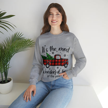 It's The Most Wonderful Time of the Year Christmas Truck Crewneck Sweatshirt - Prominent StylS of Sorts- PSS!