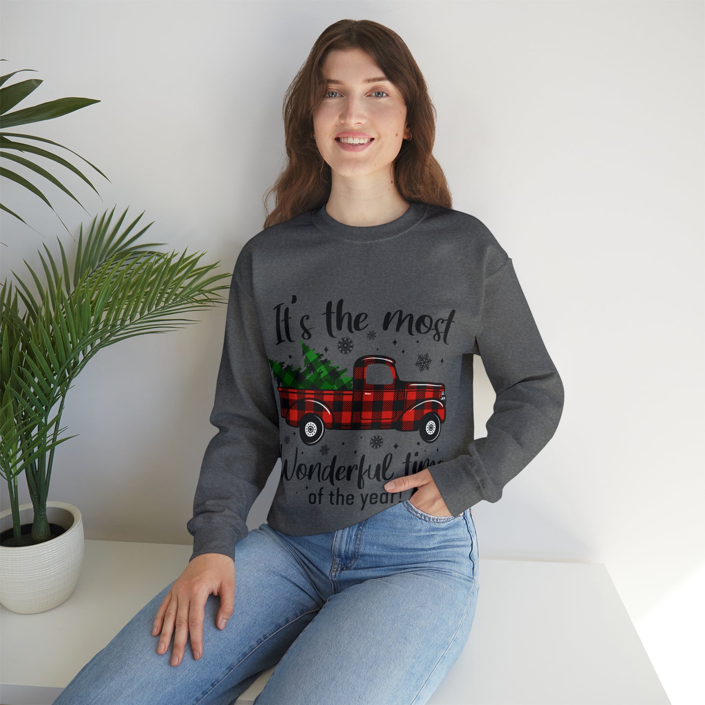 It's The Most Wonderful Time of the Year Christmas Truck Crewneck Sweatshirt - Prominent StylS of Sorts- PSS!