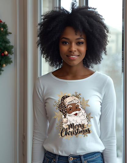 Melanin Santa Clause Black Unisex Long Sleeve Shirt, St. Nick Full Sleeve Shirts