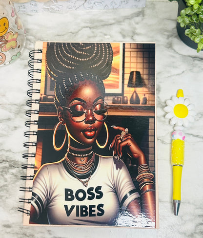 Boss Vibes Notebook, Melanin Dated Planner, Girl Boss Journal