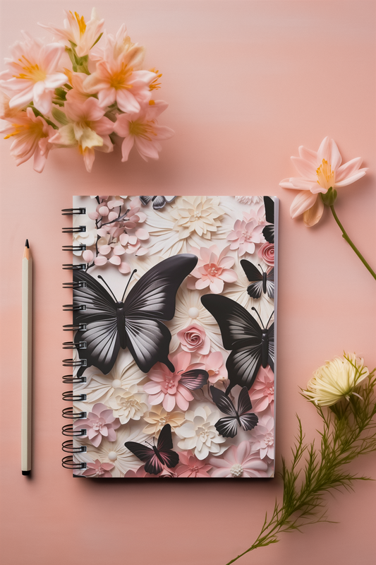 3D Spiral Cover Notebook, Butterflies Wire-O Journal, Womens Personalized Book