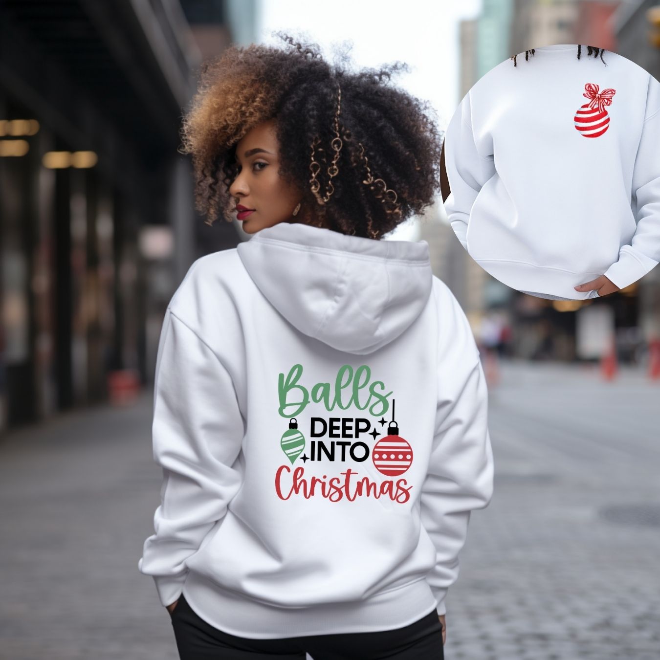 Balls Deep Into Christmas Hoodie, Humor Christmas Sweatershirt