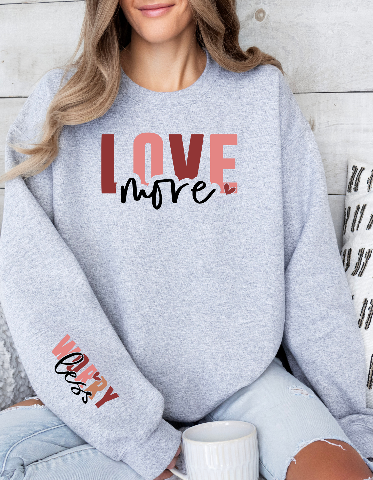 Love More Worry Less Unisex Crewneck Sweatershirt