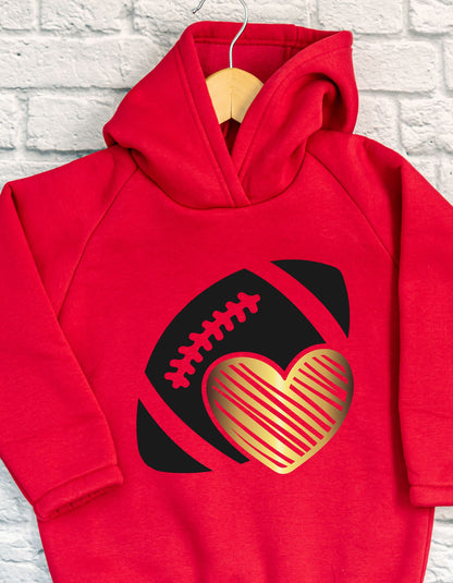 I Love Football Hoodie, I Heart Football Drawstring Sweater shirt, Unisex Hoodie