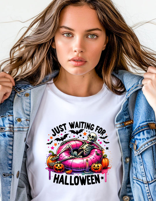 Just Waiting For Halloween Unisex Shirt, Halloween Sweatershirt, Spooky Summerween