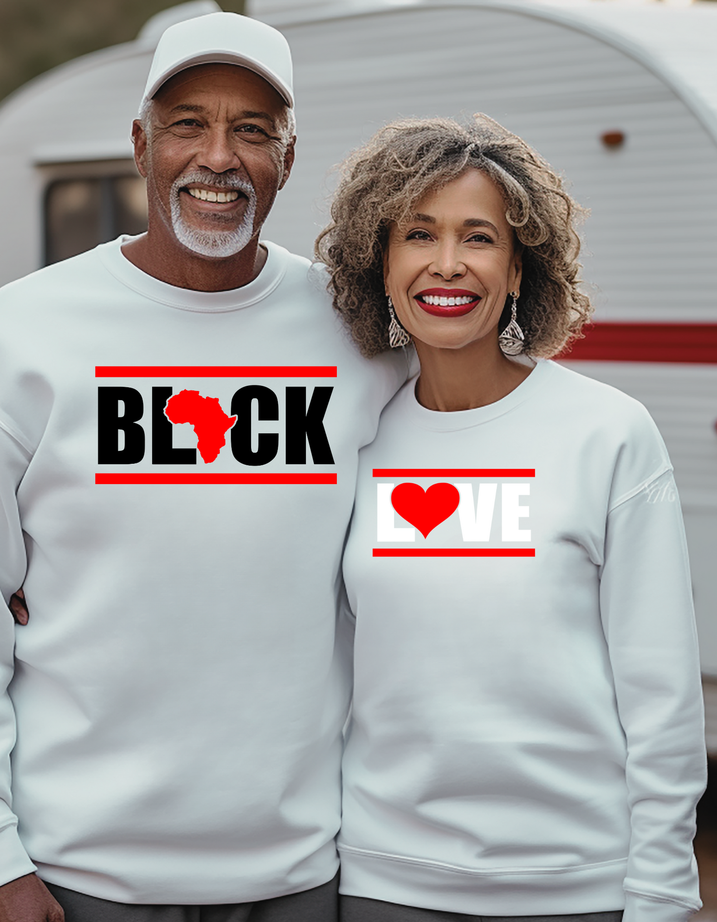 Black Love Couple Unisex Crewneck Sweaters