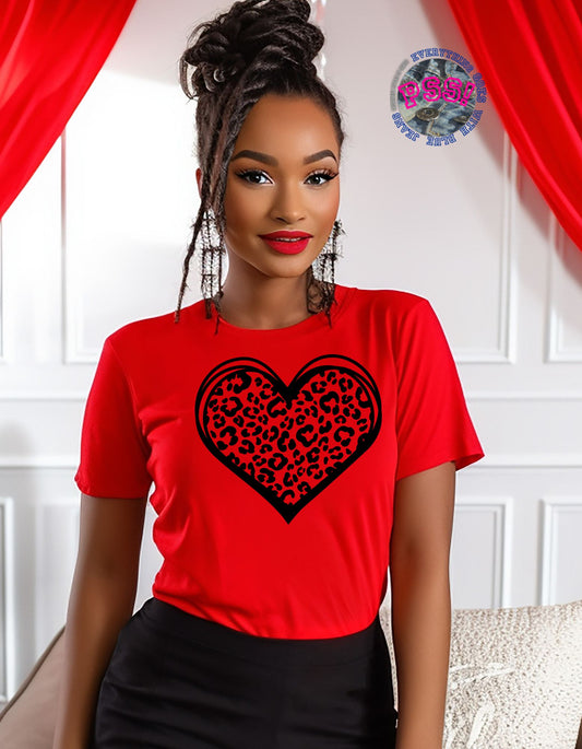 Cheetah Heart Valentines Day Shirt, Love Heat T-shirt