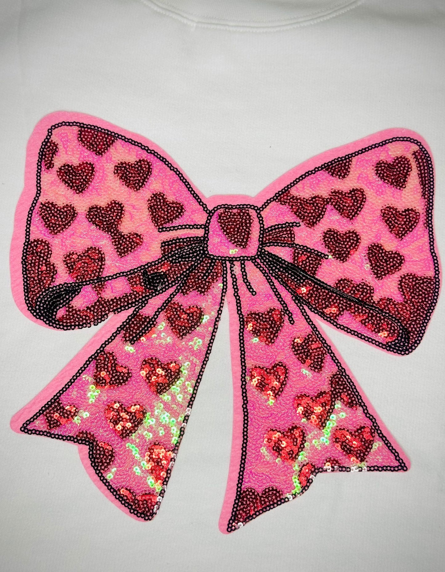 Coquette Bow Heart Cut Patch Hoodie, Oversized Pink Drawstring Hoodie