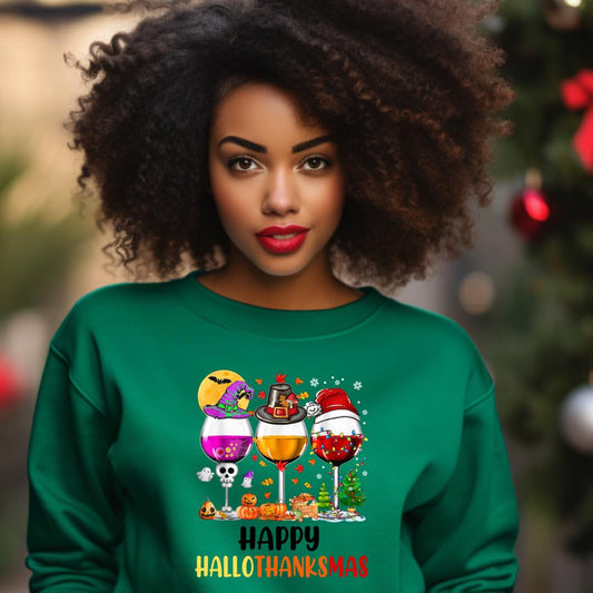 Happy HalloThanksMas Unisex Crewneck Sweater - Prominent StylS of Sorts- PSS!