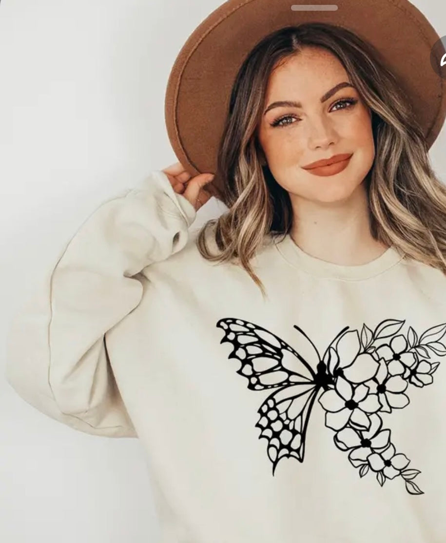 Floral Butterfly Sweater - Keep Prominent Boutique