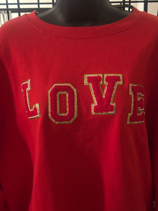 LOVE Chenille Patch Sweatshirt, Valentines Day Sweater