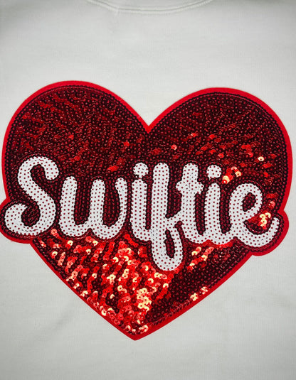 Swiftie Sequin Chenille Patch Hoodie, Oversize Drawstring Hoodie with Front Large Pocket